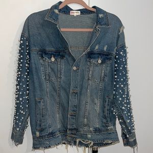 Denim Jacket with Pearl Sleeves size small sunset + spring from Bloomingdale’s